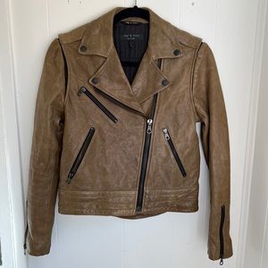 rag & bone olive leather Moto jacket size 0